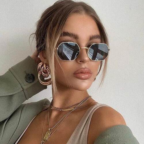 Fashion Small Frame Square Sunglasses Woman Brand Designer M - 图0