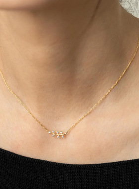 帕诗韵s925纯银橄榄枝吊坠高级感个性气质时尚百搭日常简约项链女