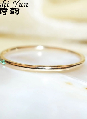 帕诗韵2025新款日韩极简风镶嵌绿色单钻锆石戒指日常百搭s925纯银