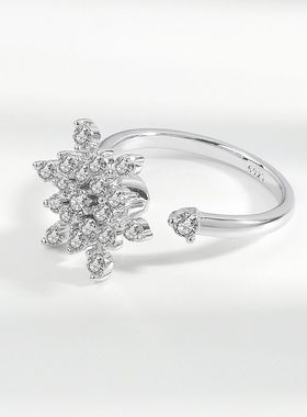 时来运转新款抖音雪花圣诞戒指女