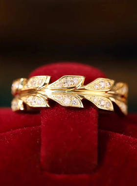 帕诗韵s925纯银镶嵌箭形橄榄枝藤蔓戒指女精美设计感轻奢百搭指环