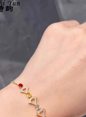 s925纯银圣诞树满钻三角形彩钻