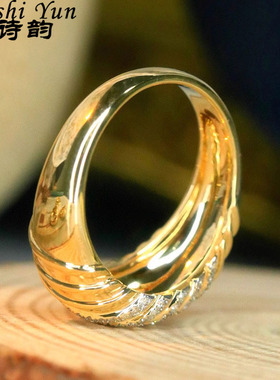 帕诗韵S925几何扭扭镶钻戒指宽面