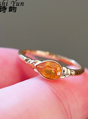 帕诗韵S925纯银芬达色锆石指环