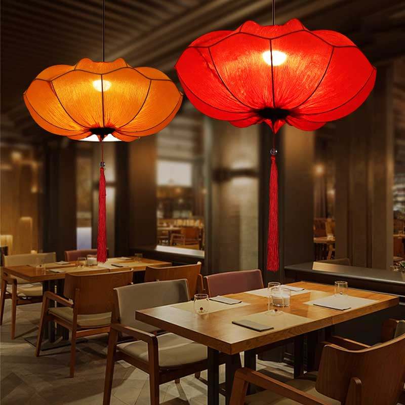 新中式荷叶荷花灯中国风灯笼婚庆走廊餐厅茶楼火锅店仿古布艺吊灯,淘宝优惠券,粉丝福利购,淘宝优惠卷