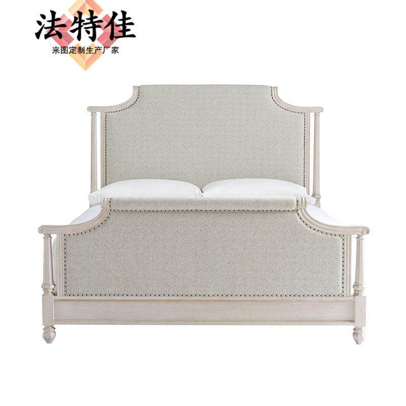 复古高端美式实木布艺双人床仿古白色1.8米主卧大床,淘宝优惠券,粉丝福利购,淘宝优惠卷