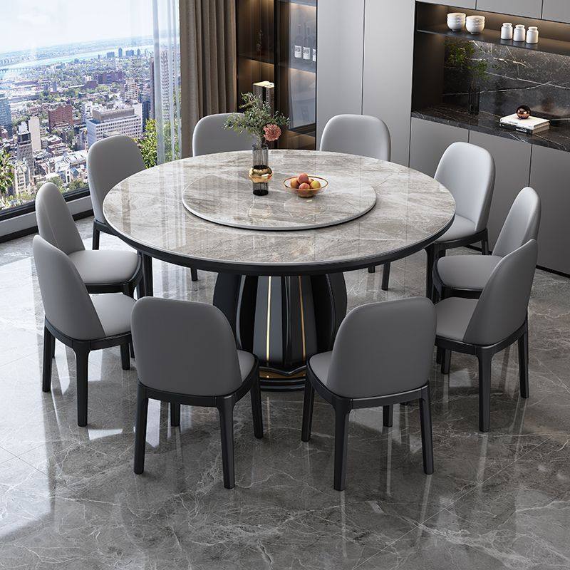 高端实木岩板餐桌椅组合2025新款轻奢家用客厅大圆桌带转盘吃饭桌,淘宝优惠券,粉丝福利购,淘宝优惠卷