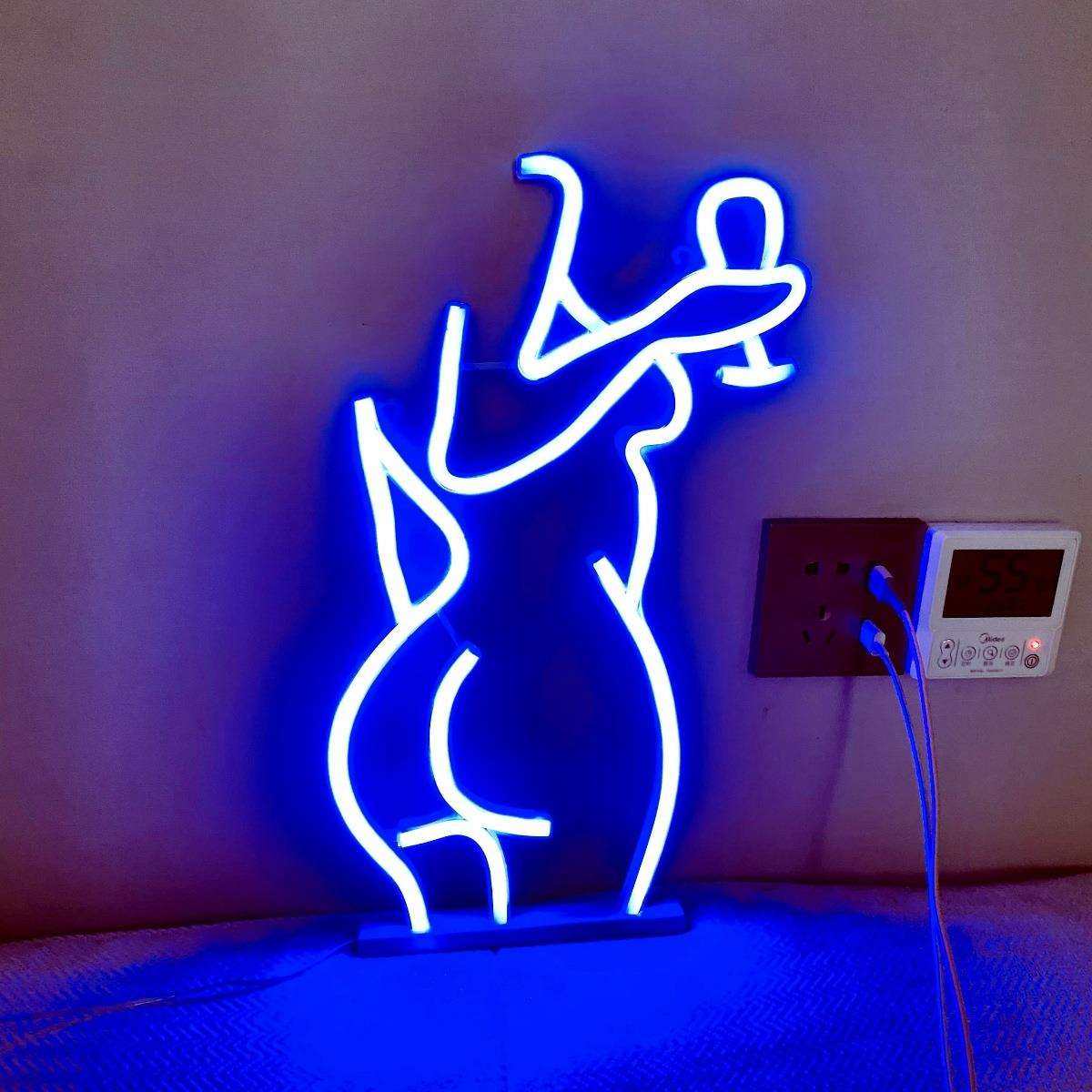 sokka夫人霓虹灯美人背影电池/USB供电桌面/壁挂装饰寝室家居装饰,淘宝优惠券,粉丝福利购,淘宝优惠卷