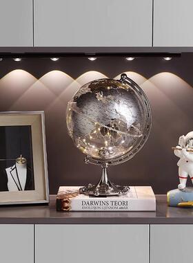 透明发光地球仪摆件轻奢客厅酒柜书柜办公室电视柜桌面家居装饰品