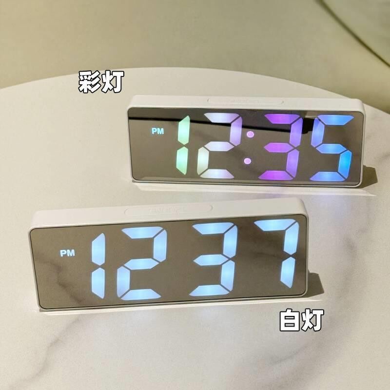 Ins silent digital electronic clock alarm clock luminous mirror student desktop smart simple multifunctional clock desktop