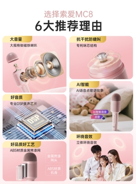 进口索爱MC8话筒音响一体麦克风k歌家用唱歌儿童无线蓝牙电视小主