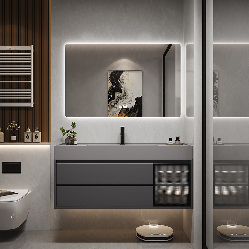 轻奢浴室柜组合纳米岩石微晶石一体盆实木洗手洗脸盆卫生间洗漱台,淘宝优惠券,粉丝福利购,淘宝优惠卷