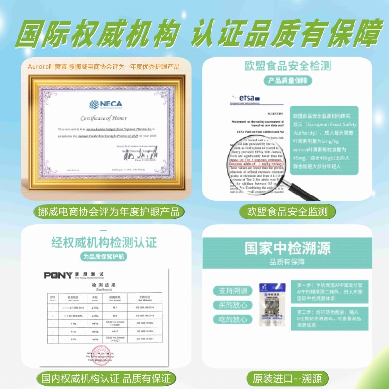 Aurora叶黄素护眼软胶囊45mg高含量挪威原装进口成人青少年护眼片 - 图3