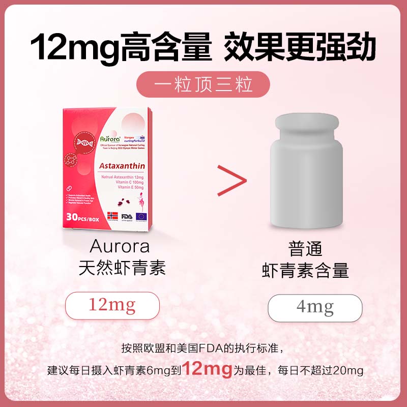 Aurora虾青素胶囊口服挪威进口高含量雨生红球藻3盒 - 图1