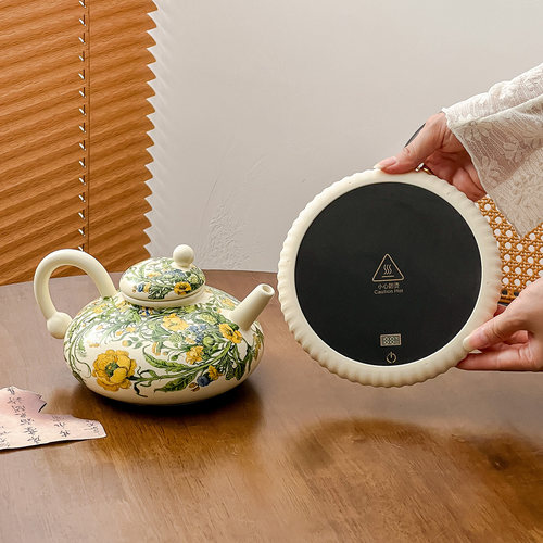 中古油画风月季花水壶杯套装陶瓷水具茶壶杯子高级感伴手礼品茶杯 - 图2