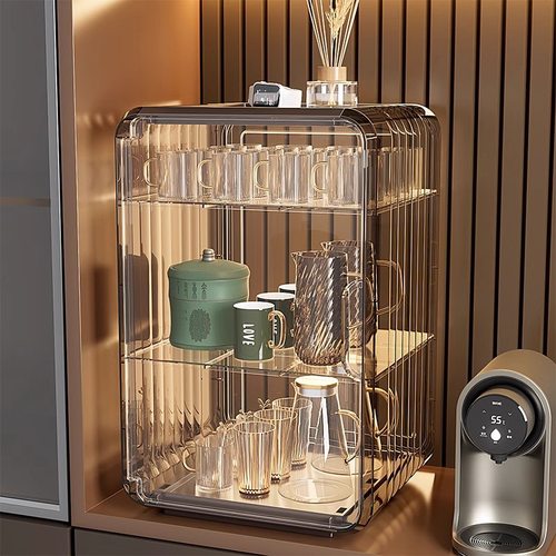 轻奢防尘杯子收纳置物架高颜值家用客厅办公室茶具水杯子橱柜茶盘 - 图2