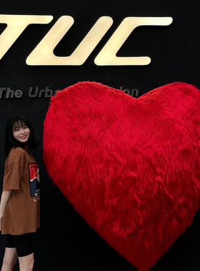 新年装饰红色毛绒爱心背景板