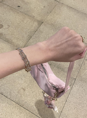 银色方块锆石手镯小众精致手链