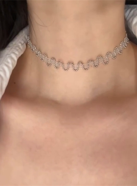 银色水波纹颈链choker颈带