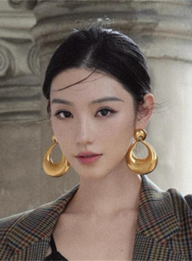 宋佳同款金色大耳环女
