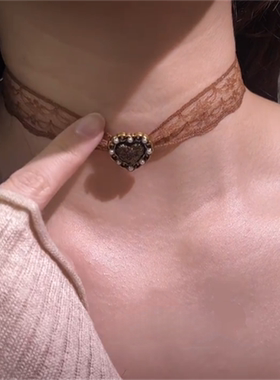 蕾丝choker爱心项链女