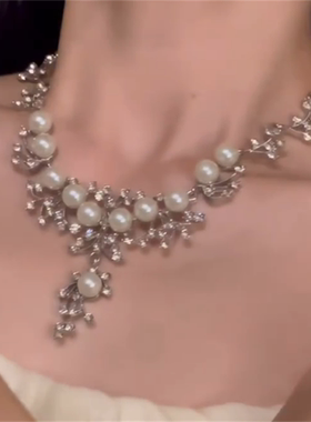 珍珠项链耳环套装女款