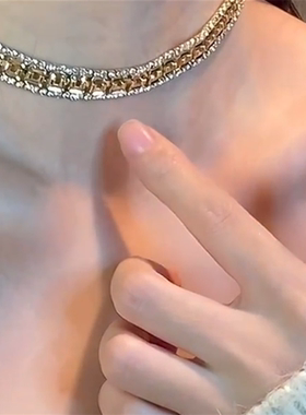 法式精致香槟色锆石项链