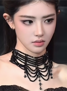多层叠戴哥特风项链女