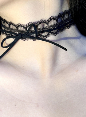 纯欲辣妹蝴蝶结蕾丝项圈