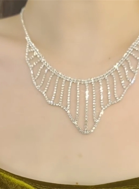 超闪满钻项链耳环套装女