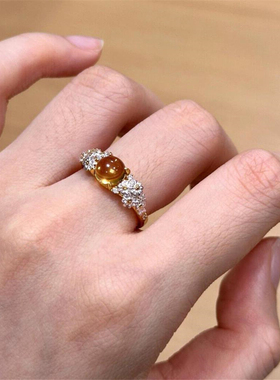 蛋面雏菊花朵戒指女款