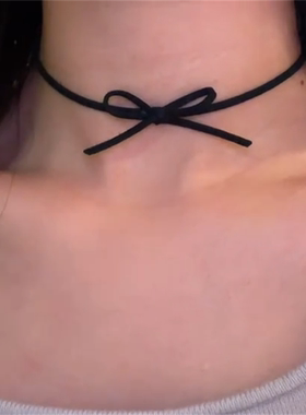 黑色项圈蝴蝶结choker细款