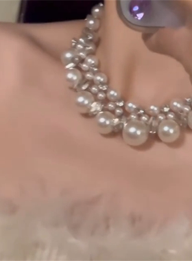 重工不规则串珠闪钻choker项链