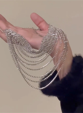 水钻流苏项链女锁骨链
