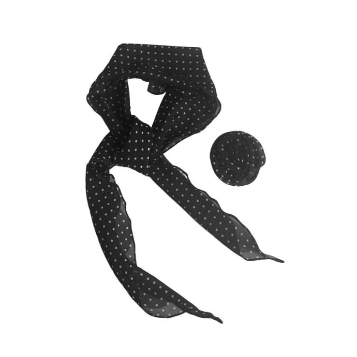 zoozmomo黑色波点丝巾系脖发带女秋季高级感薄款气质百搭领巾围巾,淘宝优惠券,粉丝福利购,淘宝优惠卷