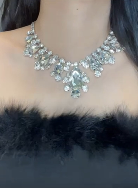 超闪锆石流苏项链锁骨链