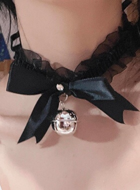 蕾丝蝴蝶结铃铛项链女choker脖子