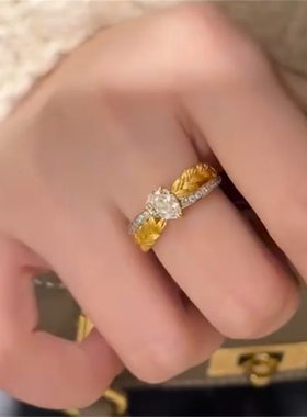 中古拉丝麦穗戒指女款