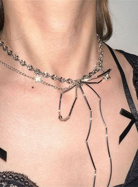 流丝蝴蝶结不规则choker锁骨链