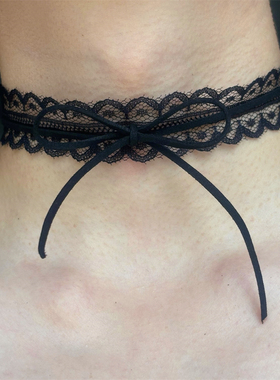 纯欲辣妹蝴蝶结蕾丝项圈女