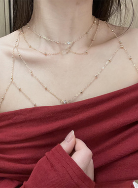 金色性感胸链饰品高级感乳链