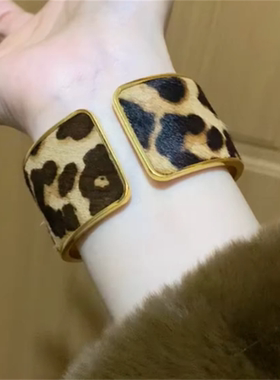 豹纹开口手镯女甜酷辣妹风