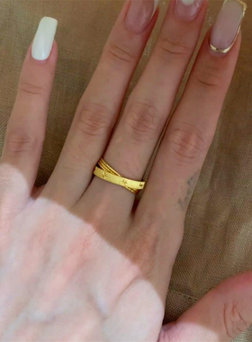 金色双层星芒戒指女款