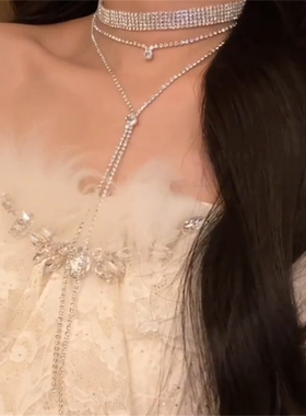 纯欲风满钻超闪流苏项链