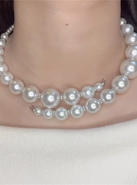 开口珍珠chocker项圈颈链女