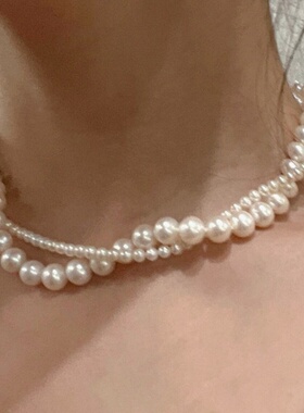 法式复古双层珍珠项链女高级感