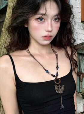 波西米亚蝴蝶流苏长款项链