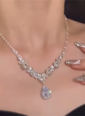 璀璨满钻项链法式超闪锆石