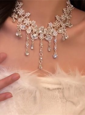 闪耀锆石项链耳钉套装女