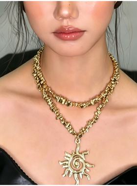 螺旋太阳异形项链欧美嘻哈个性